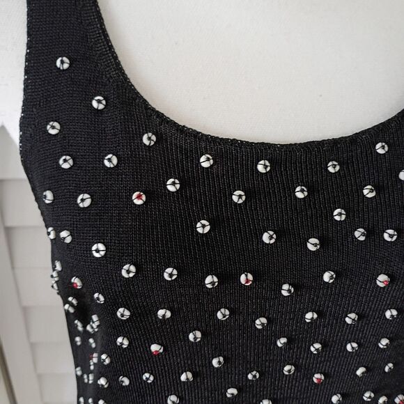 Sigrid Olsen black slinky‎ women's beaded front black top L - Picture 3 of 9